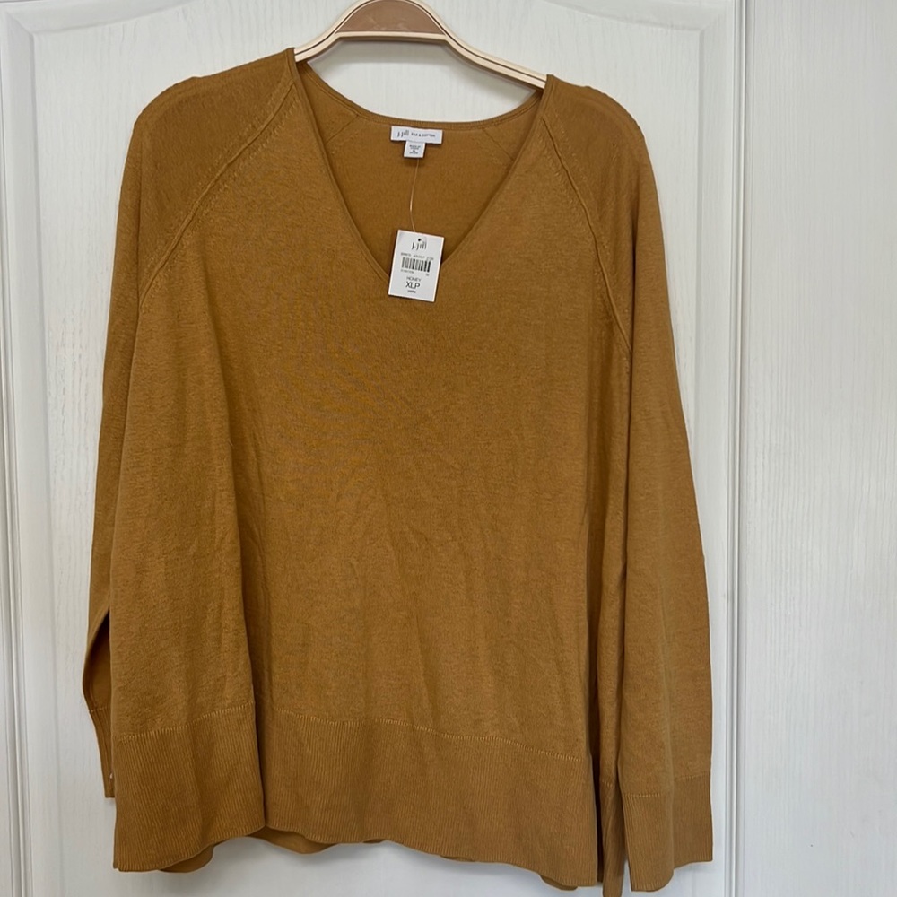 J.Jill Silk & Cotton Sweater Size XL Petite Honey New With Tag